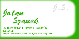 jolan szamek business card